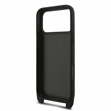 Husa spate Karl Lagerfeld Saffiano Metal Karl and Choupette cu curea crossbody pentru iPhone 18 Pro Max - Negru