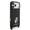Husa spate Karl Lagerfeld Saffiano Metal Karl and Choupette cu curea crossbody pentru iPhone 18 Pro Max - Negru