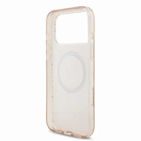 Guess IML Flowers Allover Strap MagSafe Zadni Kryt pro iPhone 18 Pro Max Pink