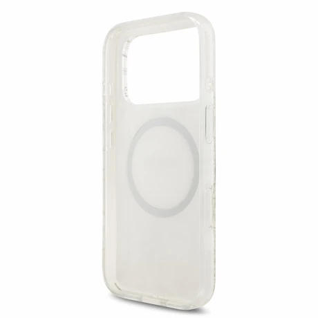 Guess IML Flowers Allover Strap MagSafe Zadni Kryt pro iPhone 18 Pro White