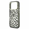 Guess IML Glitter Leopard Triangle Logo MagSafe Zadni Kryt pro iPhone 18 Pro Black