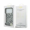 Guess IML Glitter Leopard Triangle Logo MagSafe Zadni Kryt pro iPhone 18 Pro Black