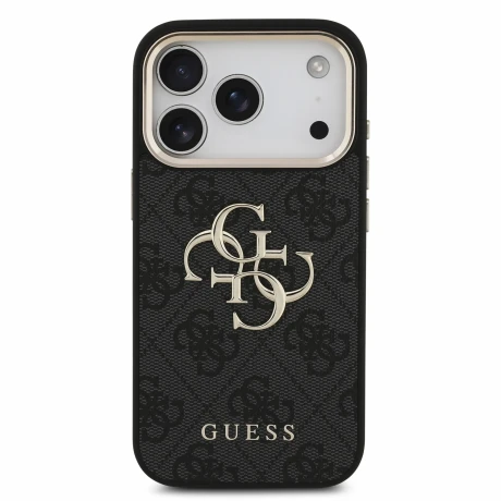 Guess PU 4G Metal Logo Strap Zadni Kryt pro iPhone 18 Pro Black