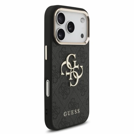 Guess PU 4G Metal Logo Strap Zadni Kryt pro iPhone 18 Pro Black