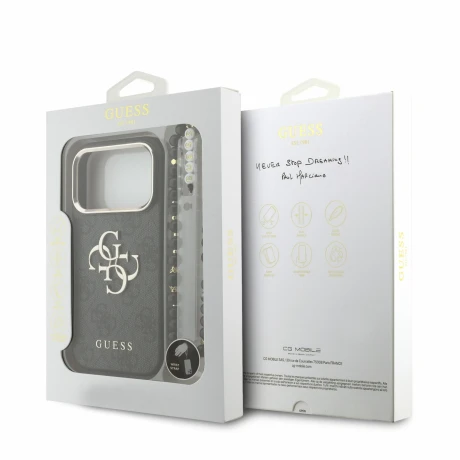 Guess PU 4G Metal Logo Strap Zadni Kryt pro iPhone 18 Pro Black