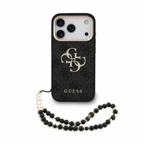 Guess PU 4G Metal Logo Strap Zadni Kryt pro iPhone 18 Pro Black