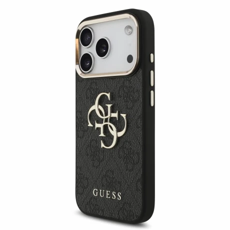 Guess PU 4G Metal Logo Strap Zadni Kryt pro iPhone 18 Pro Black
