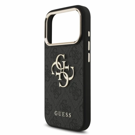 Guess PU 4G Metal Logo Strap Zadni Kryt pro iPhone 18 Pro Black