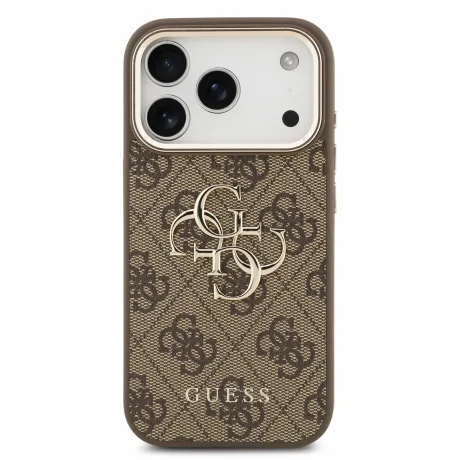 Guess PU 4G Metal Logo Strap Zadni Kryt pro iPhone 18 Pro Brown