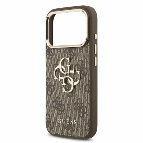 Guess PU 4G Metal Logo Strap Zadni Kryt pro iPhone 18 Pro Brown