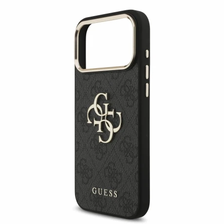 Guess PU 4G Metal Logo Strap Zadni Kryt pro iPhone 18 Pro Max Black