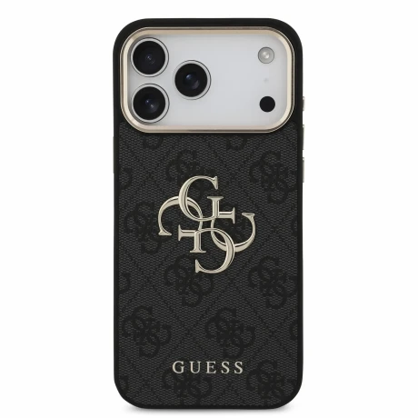 Guess PU 4G Metal Logo Strap Zadni Kryt pro iPhone 18 Pro Max Black