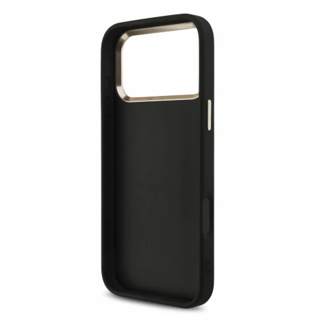 Guess PU 4G Metal Logo Strap Zadni Kryt pro iPhone 18 Pro Max Black