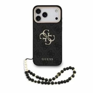 Guess PU 4G Metal Logo Strap Zadni Kryt pro iPhone 18 Pro Max Black