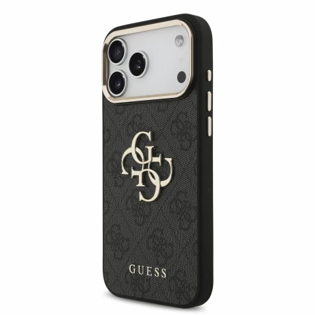 Guess PU 4G Metal Logo Strap Zadni Kryt pro iPhone 18 Pro Max Black