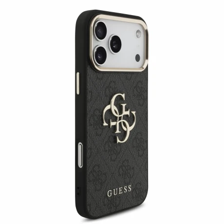 Guess PU 4G Metal Logo Strap Zadni Kryt pro iPhone 18 Pro Max Black