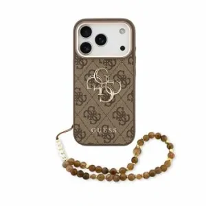 Guess PU 4G Metal Logo Strap Zadni Kryt pro iPhone 18 Pro Max Brown