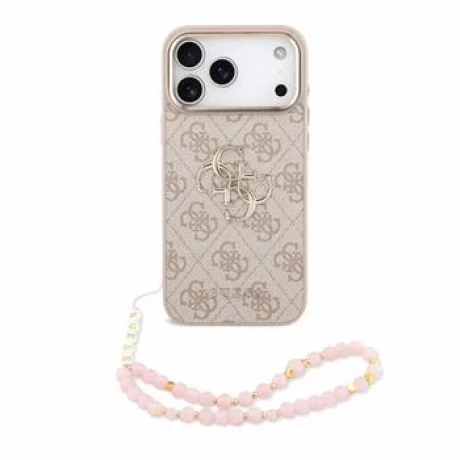 Guess PU 4G Metal Logo Strap Zadni Kryt pro iPhone 18 Pro Max Pink