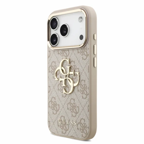 Guess PU 4G Metal Logo Strap Zadni Kryt pro iPhone 18 Pro Pink