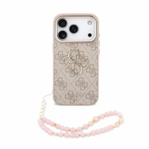 Guess PU 4G Metal Logo Strap Zadni Kryt pro iPhone 18 Pro Pink