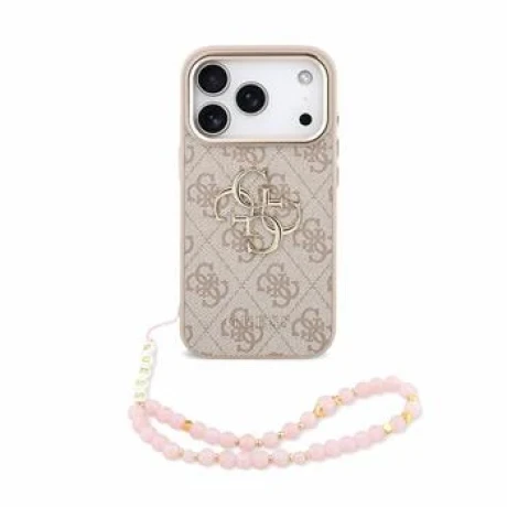 Guess PU 4G Metal Logo Strap Zadni Kryt pro iPhone 18 Pro Pink