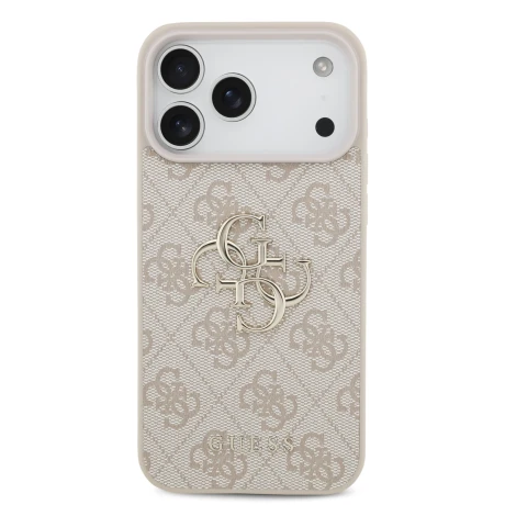 Guess PU 4G Metal Logo Zadni Kryt pro iPhone 18 Pro Max Pink