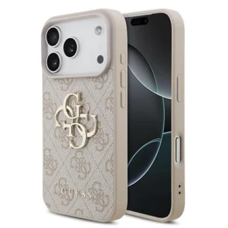 Guess PU 4G Metal Logo Zadni Kryt pro iPhone 18 Pro Pink