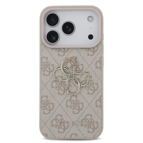 Guess PU 4G Metal Logo Zadni Kryt pro iPhone 18 Pro Pink