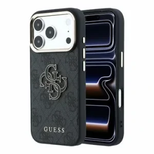 Guess PU 4G Resin Metal Logo Zadni Kryt pro iPhone 18 Pro Black