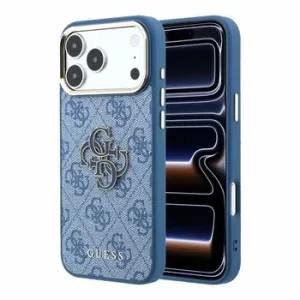 Guess PU 4G Resin Metal Logo Zadni Kryt pro iPhone 18 Pro Blue