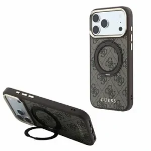 Guess PU 4G Ring Stand MagSafe Zadni Kryt pro iPhone 18 Pro Max Brown