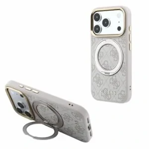 Guess PU 4G Ring Stand MagSafe Zadni Kryt pro iPhone 18 Pro Pink