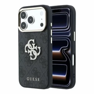 Guess PU 4G Strass Metal Logo Zadni Kryt pro iPhone 18 Pro Black