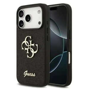 Guess PU Fixed Glitter 4G Metal Logo Zadni Kryt pro iPhone 18 Pro Black