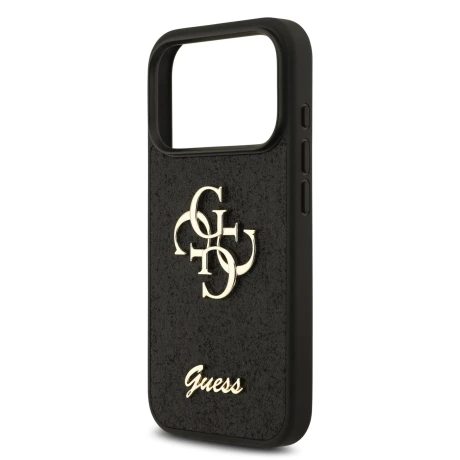 Guess PU Fixed Glitter 4G Metal Logo Zadni Kryt pro iPhone 18 Pro Black