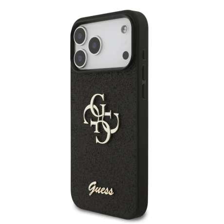 Guess PU Fixed Glitter 4G Metal Logo Zadni Kryt pro iPhone 18 Pro Max Black