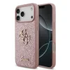 Guess PU Fixed Glitter 4G Metal Logo Zadni Kryt pro iPhone 18 Pro Max Pink