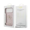 Guess PU Fixed Glitter 4G Metal Logo Zadni Kryt pro iPhone 18 Pro Max Pink