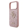 Guess PU Fixed Glitter 4G Metal Logo Zadni Kryt pro iPhone 18 Pro Pink