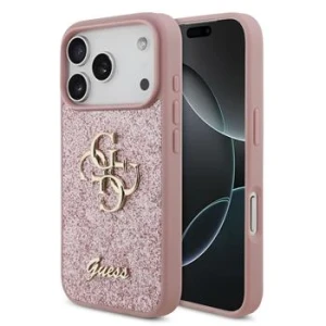 Guess PU Fixed Glitter 4G Metal Logo Zadni Kryt pro iPhone 18 Pro Pink