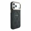 Guess PU Leather 4G Gold Frame Embossed MagSafe Zadni Kryt pro iPhone 18 Pro Black