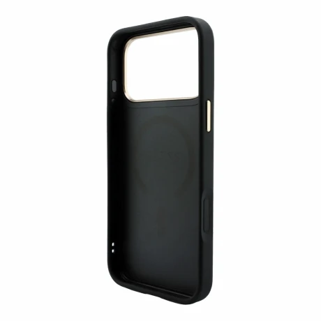 Guess PU Leather 4G Gold Frame Embossed MagSafe Zadni Kryt pro iPhone 18 Pro Max Black