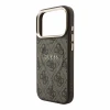 Guess PU Leather 4G Gold Frame Embossed MagSafe Zadni Kryt pro iPhone 18 Pro Max Brown