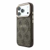 Guess PU Leather 4G Gold Frame Embossed MagSafe Zadni Kryt pro iPhone 18 Pro Max Brown