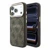 Guess PU Leather 4G Gold Frame Embossed MagSafe Zadni Kryt pro iPhone 18 Pro Max Brown