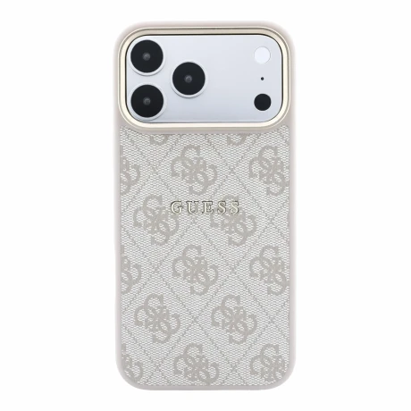 Guess PU Leather 4G Gold Frame Embossed MagSafe Zadni Kryt pro iPhone 18 Pro Max Pink