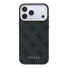 Guess PU Leather 4G Gold Frame MagSafe Zadni Kryt pro iPhone 18 Pro Black