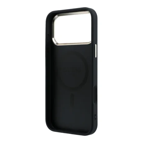 Guess PU Leather 4G Gold Frame MagSafe Zadni Kryt pro iPhone 18 Pro Max Black