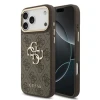 Guess PU Leather 4G Metal Logo Gold Frame Zadni Kryt pro iPhone 18 Pro Max Brown