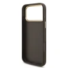 Guess PU Leather 4G Metal Logo Gold Frame Zadni Kryt pro iPhone 18 Pro Max Brown